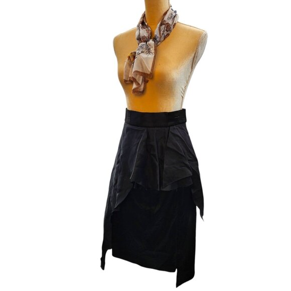 Designer Valery Kovalska Asymmetric Black Midi Skirt Layered Exposed Zipper - Picture 2 of 16